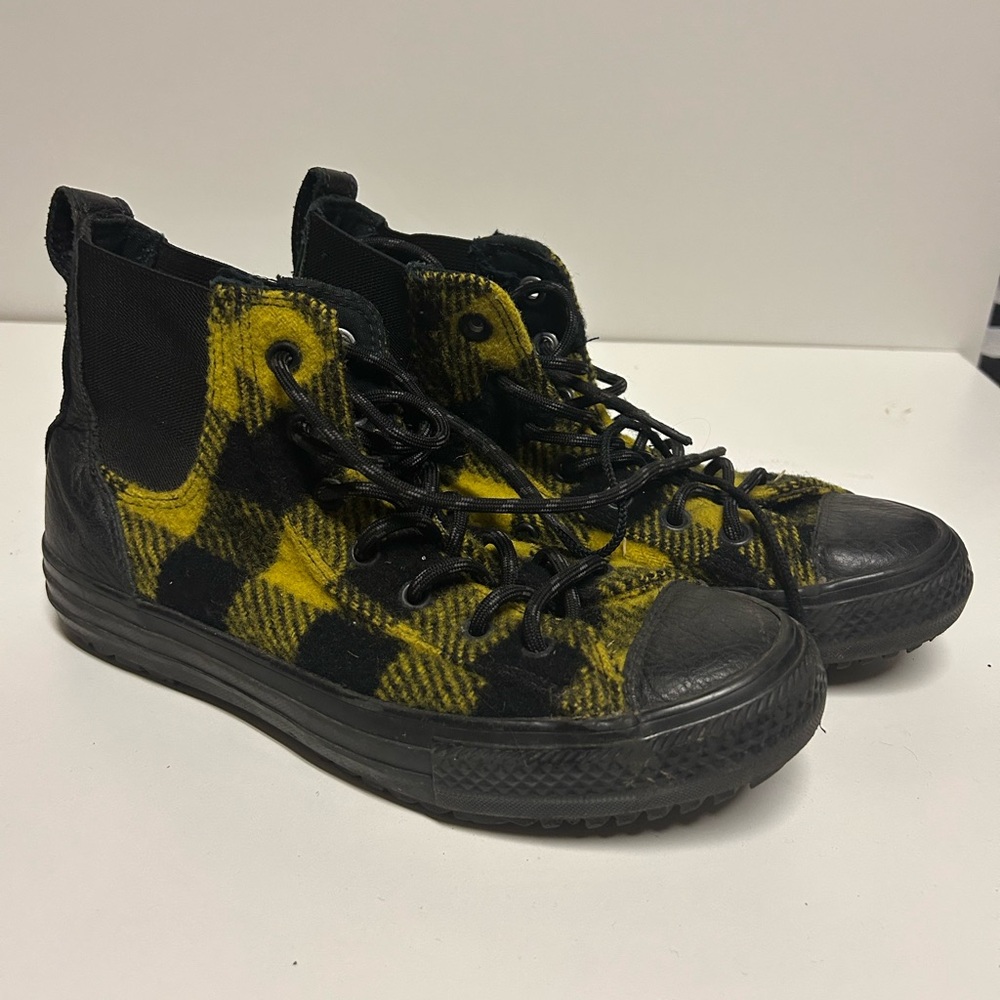 Converse Woolrich Black and Yellow Plaid Sneakers